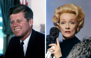 John F. Kennedy, left, and Marlene Dietrich, right.