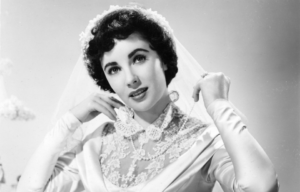 Elizabeth Taylor in a wedding dress.